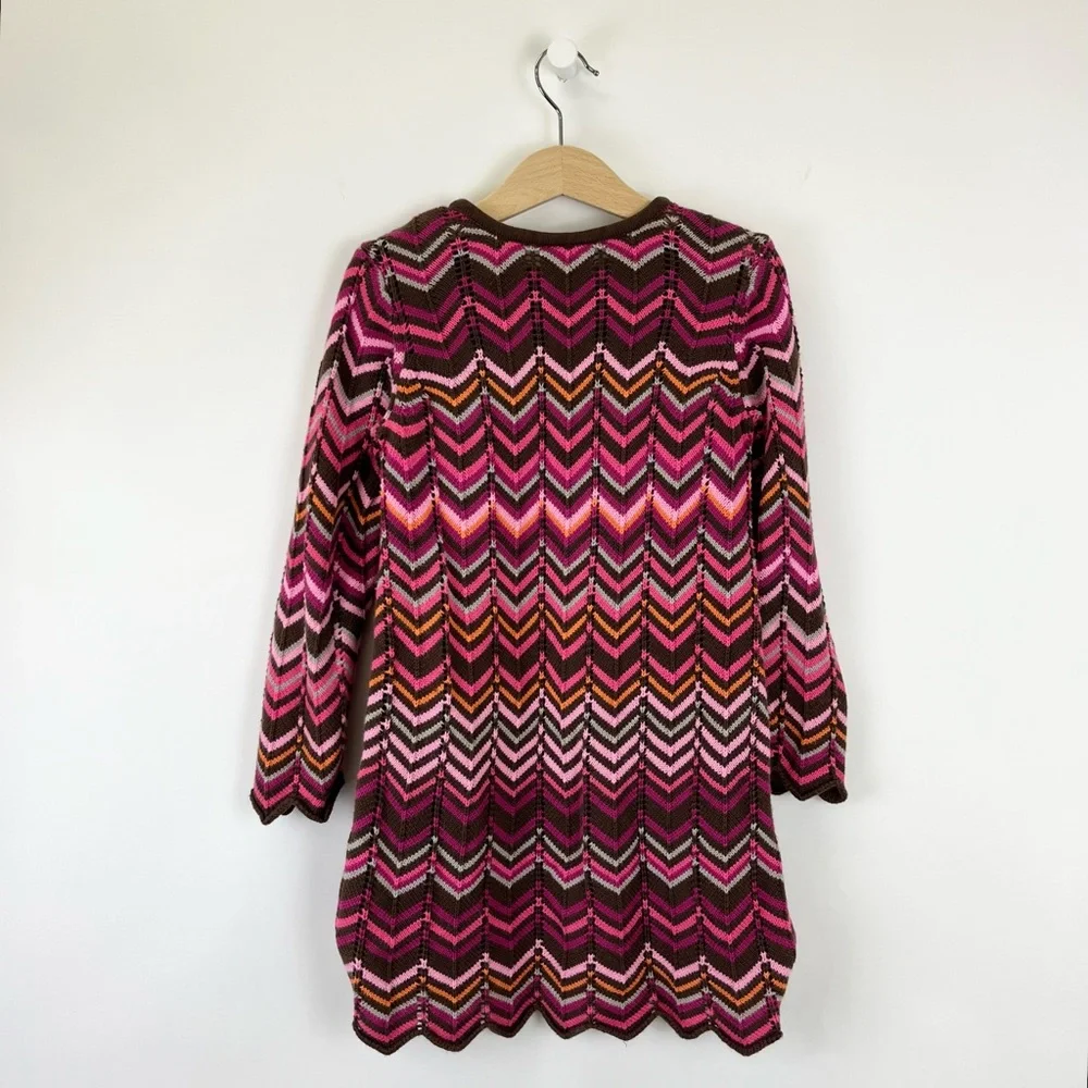 Hanna Andersson Knit Crochet Chevron Striped Dress 110 cm